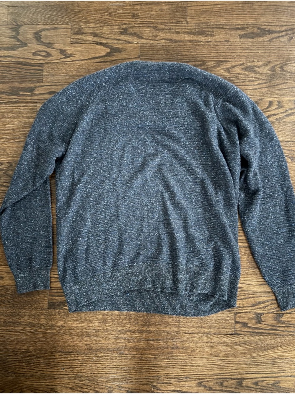 Billy Reid Textured Kangaroo Pocket Sweater Blue Gray Wool Blend Men’s Size L - Picture 2 of 4